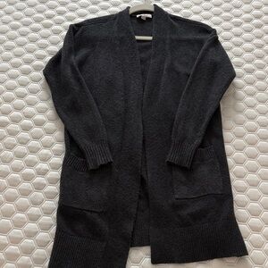 LOFT Charcoal Open Front Cardigan